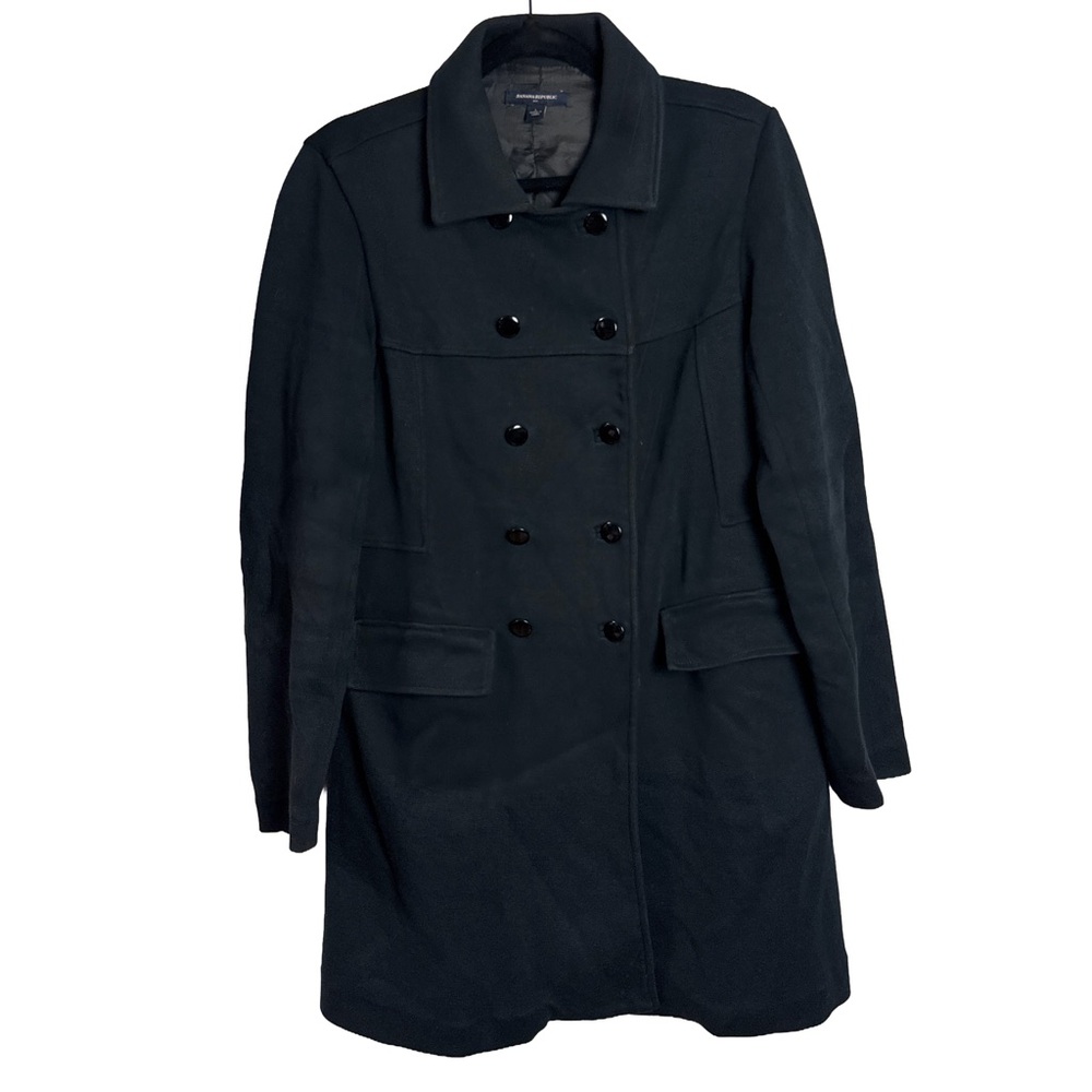 Banana Republic Black Double-Breasted Military Coat Cotton Jacket